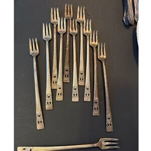 Lot of Eleven(11) VNTG Oneida Coronation Silver Plate Cocktail Oyster Forks